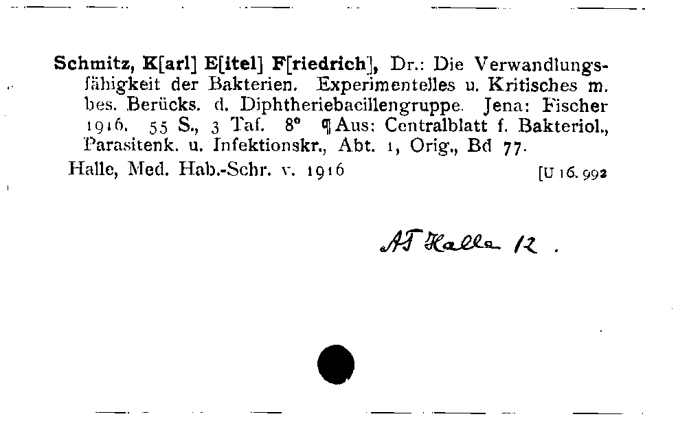 [Katalogkarte Dissertationenkatalog bis 1980]