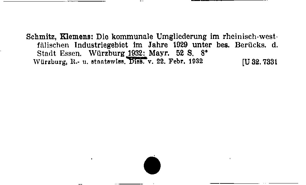 [Katalogkarte Dissertationenkatalog bis 1980]