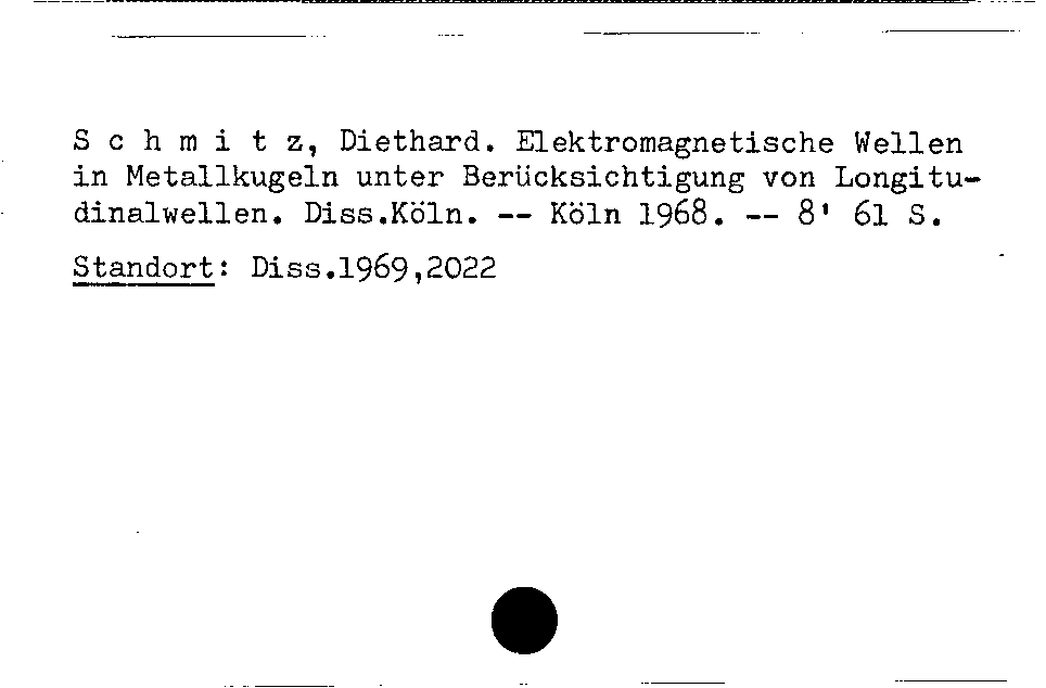 [Katalogkarte Dissertationenkatalog bis 1980]