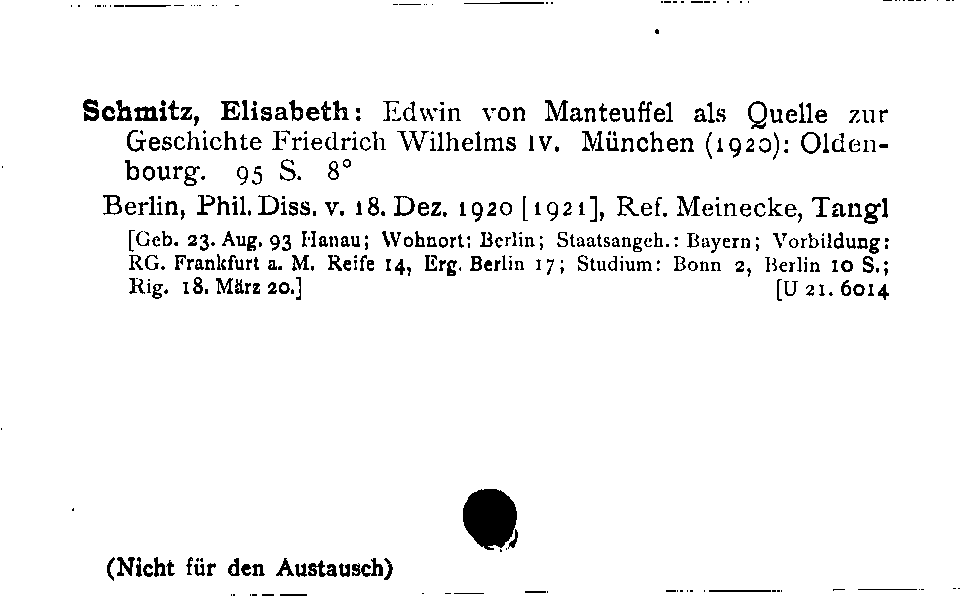 [Katalogkarte Dissertationenkatalog bis 1980]