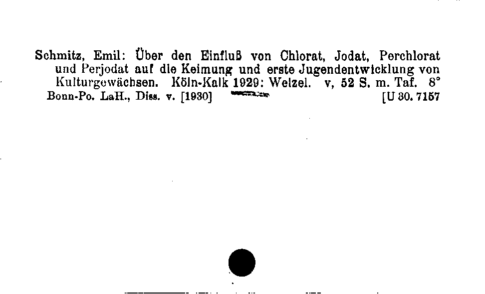 [Katalogkarte Dissertationenkatalog bis 1980]