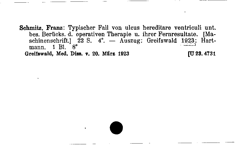 [Katalogkarte Dissertationenkatalog bis 1980]