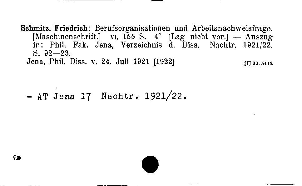 [Katalogkarte Dissertationenkatalog bis 1980]