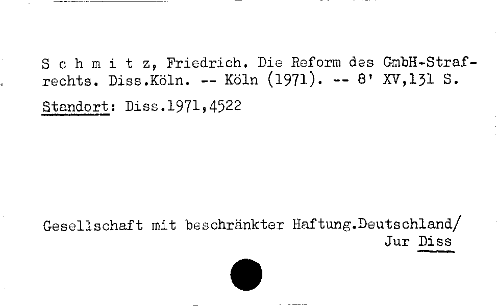 [Katalogkarte Dissertationenkatalog bis 1980]