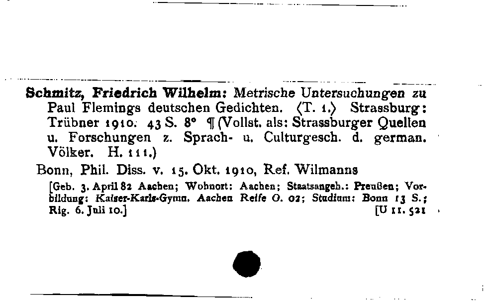 [Katalogkarte Dissertationenkatalog bis 1980]