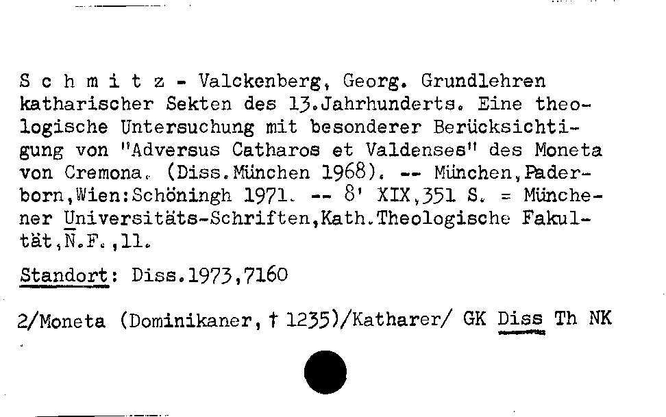 [Katalogkarte Dissertationenkatalog bis 1980]