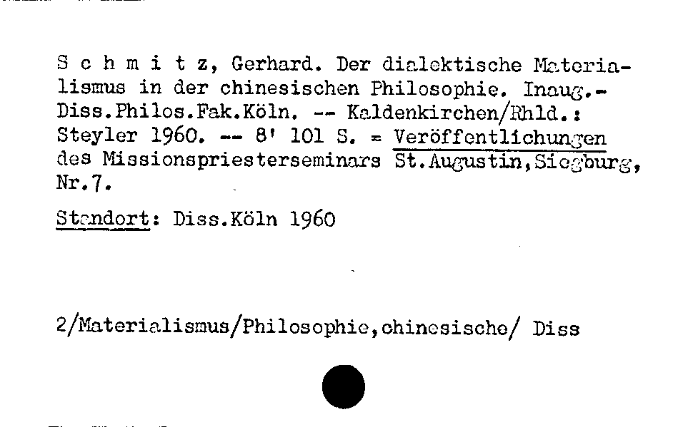 [Katalogkarte Dissertationenkatalog bis 1980]