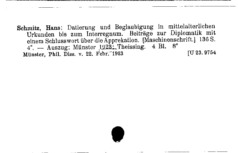 [Katalogkarte Dissertationenkatalog bis 1980]