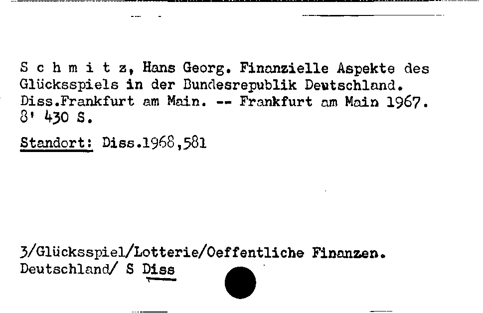 [Katalogkarte Dissertationenkatalog bis 1980]