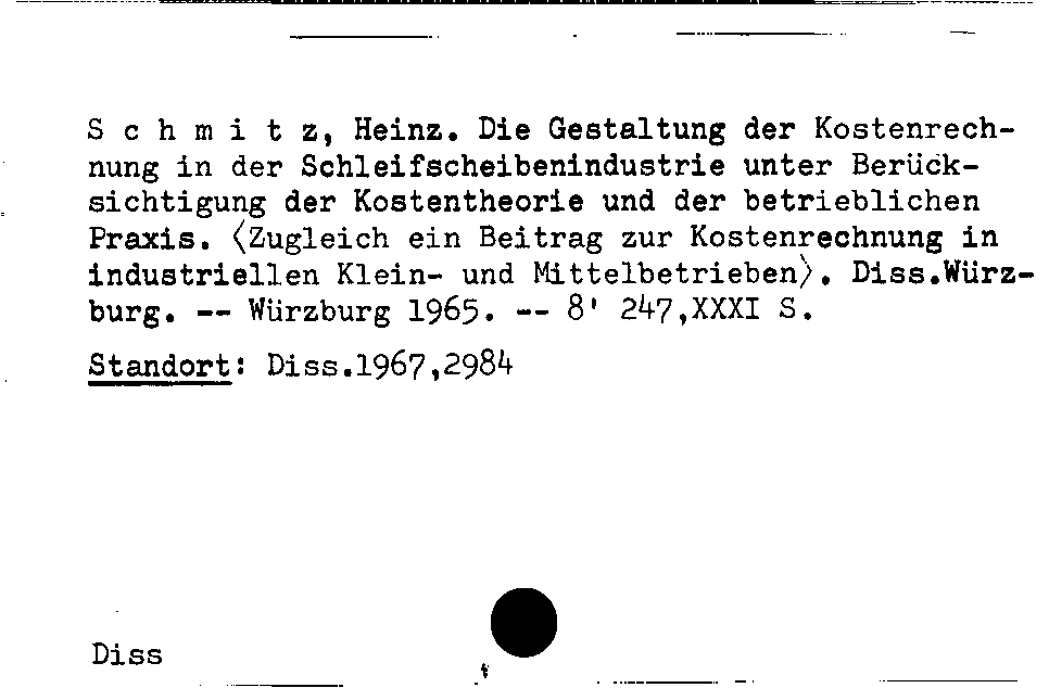 [Katalogkarte Dissertationenkatalog bis 1980]