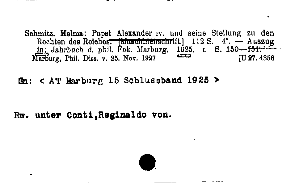 [Katalogkarte Dissertationenkatalog bis 1980]