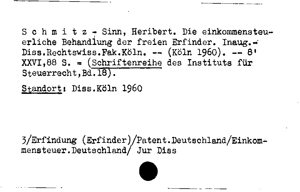 [Katalogkarte Dissertationenkatalog bis 1980]