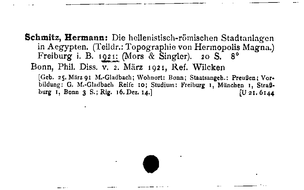 [Katalogkarte Dissertationenkatalog bis 1980]