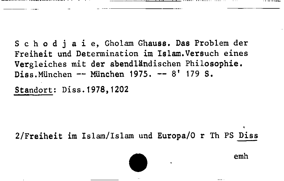 [Katalogkarte Dissertationenkatalog bis 1980]