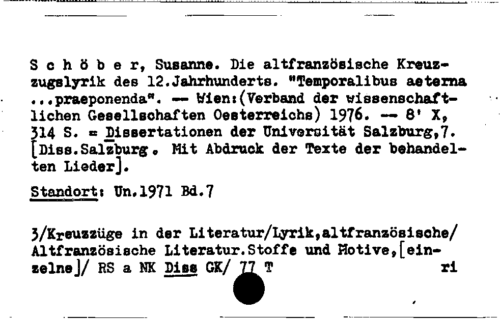 [Katalogkarte Dissertationenkatalog bis 1980]