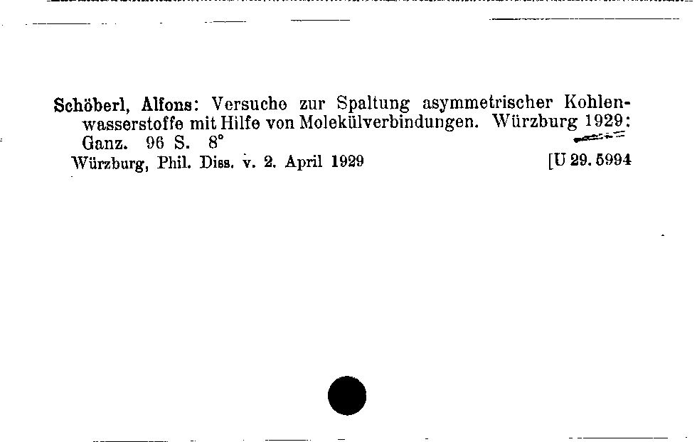 [Katalogkarte Dissertationenkatalog bis 1980]