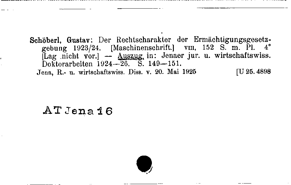 [Katalogkarte Dissertationenkatalog bis 1980]