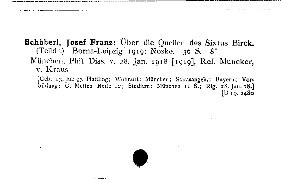 [Katalogkarte Dissertationenkatalog bis 1980]