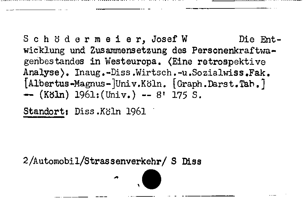 [Katalogkarte Dissertationenkatalog bis 1980]