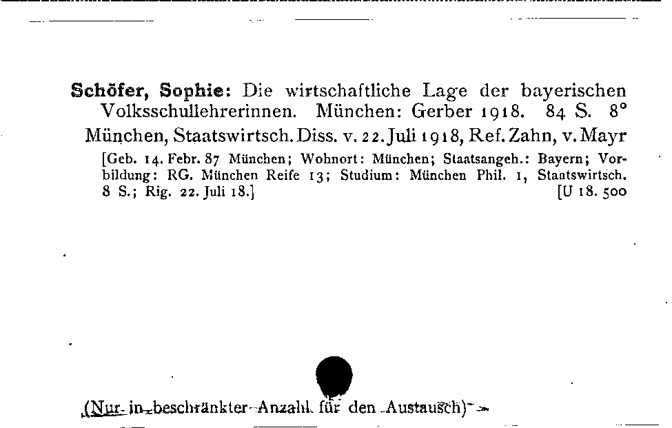 [Katalogkarte Dissertationenkatalog bis 1980]