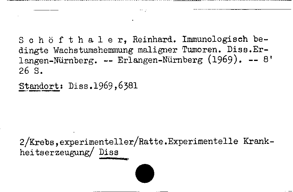 [Katalogkarte Dissertationenkatalog bis 1980]