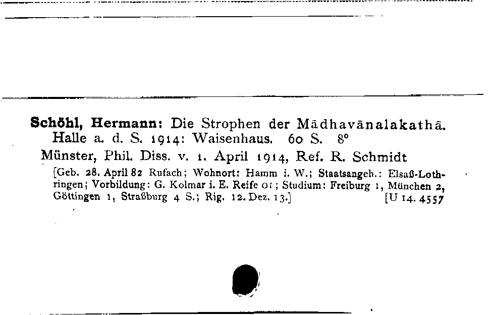 [Katalogkarte Dissertationenkatalog bis 1980]