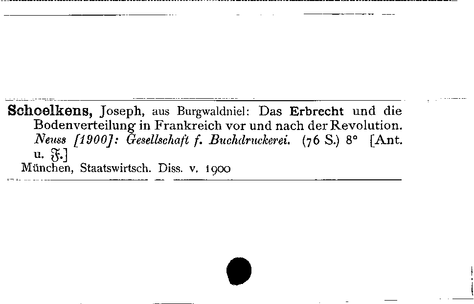 [Katalogkarte Dissertationenkatalog bis 1980]