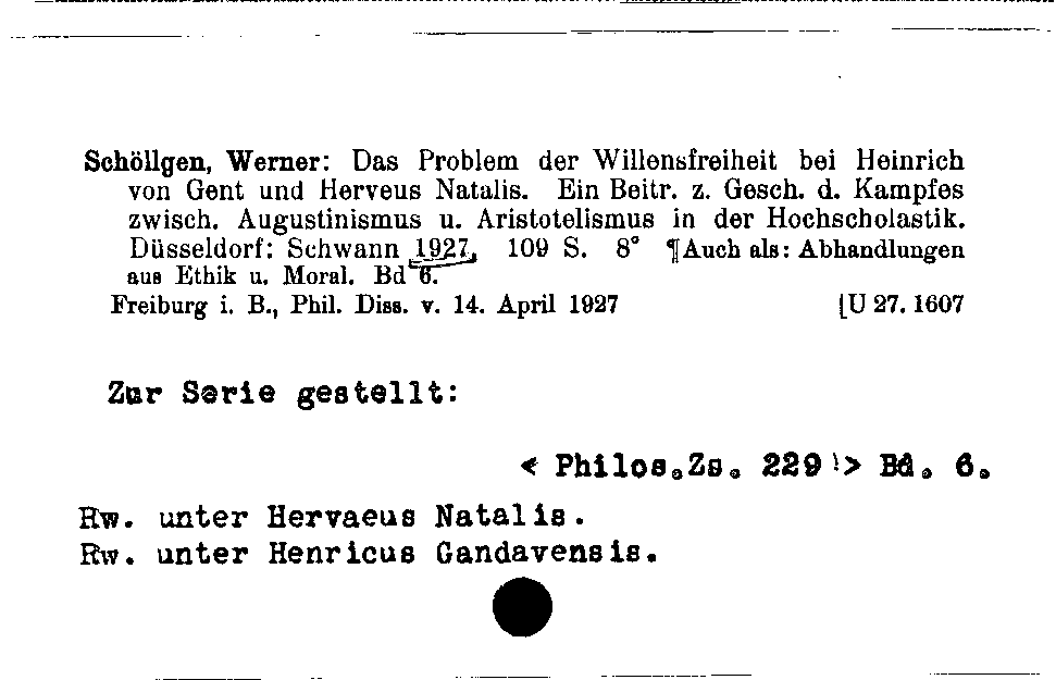 [Katalogkarte Dissertationenkatalog bis 1980]