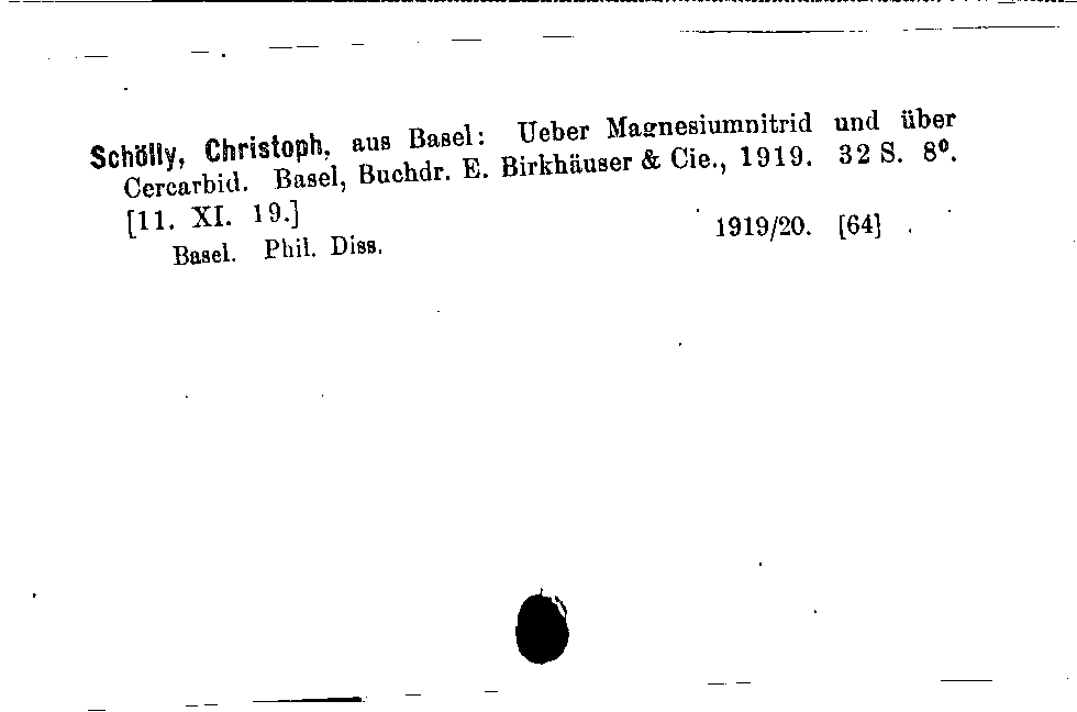 [Katalogkarte Dissertationenkatalog bis 1980]