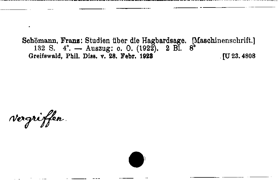 [Katalogkarte Dissertationenkatalog bis 1980]