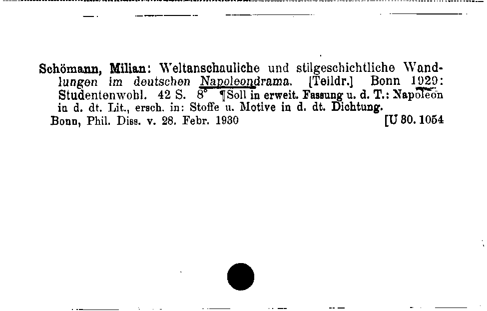 [Katalogkarte Dissertationenkatalog bis 1980]