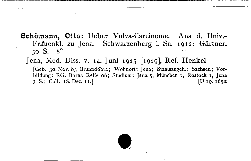 [Katalogkarte Dissertationenkatalog bis 1980]