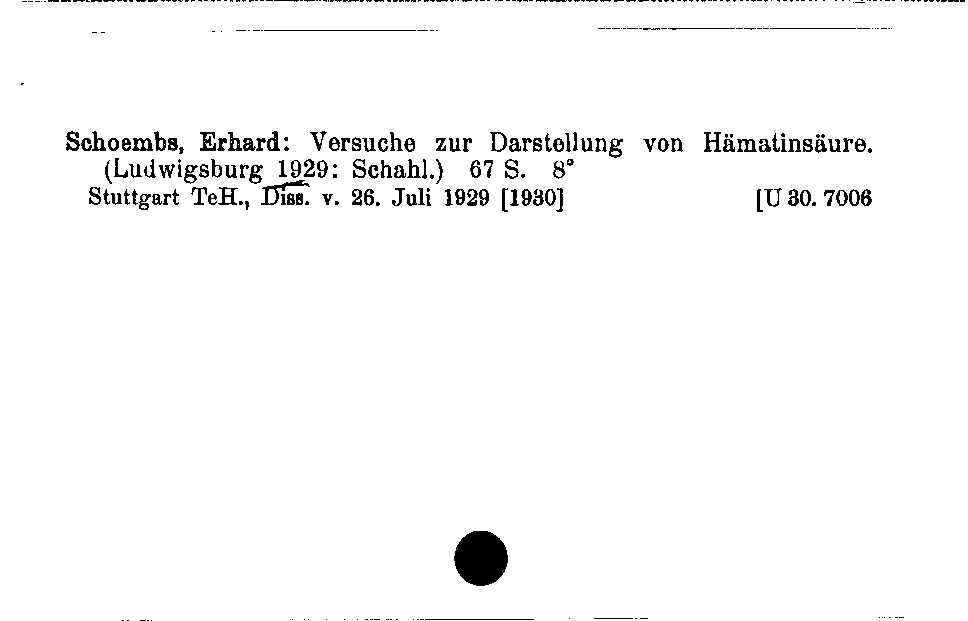 [Katalogkarte Dissertationenkatalog bis 1980]