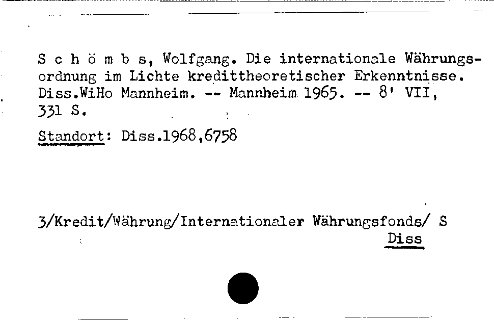 [Katalogkarte Dissertationenkatalog bis 1980]