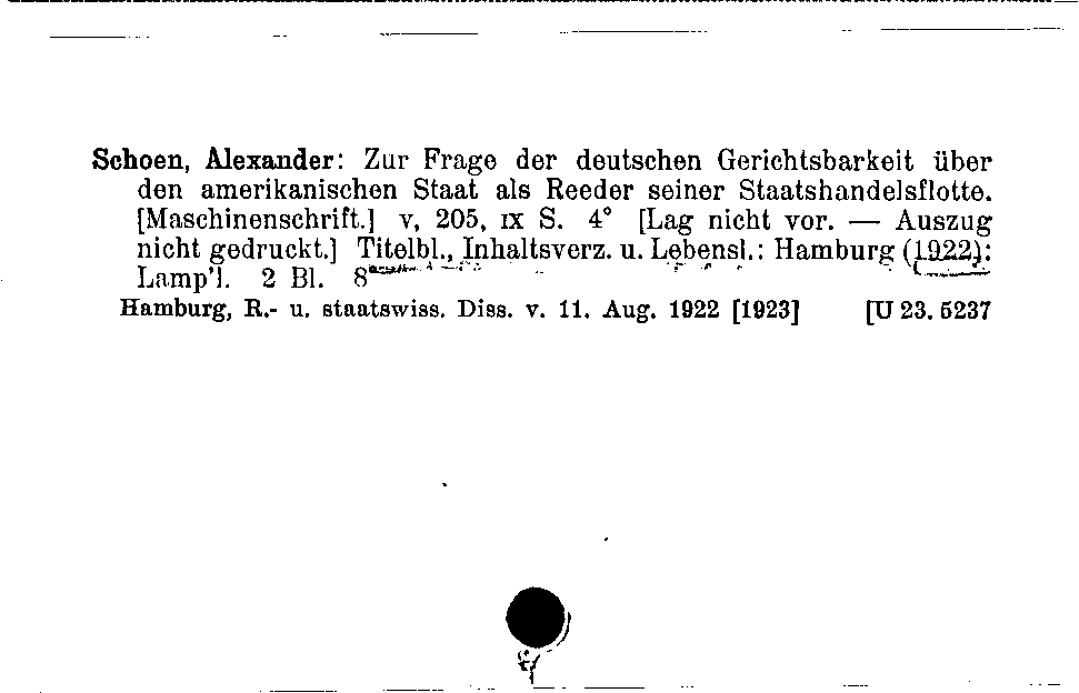 [Katalogkarte Dissertationenkatalog bis 1980]