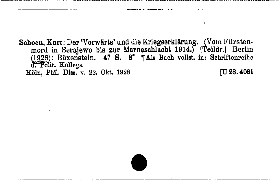 [Katalogkarte Dissertationenkatalog bis 1980]