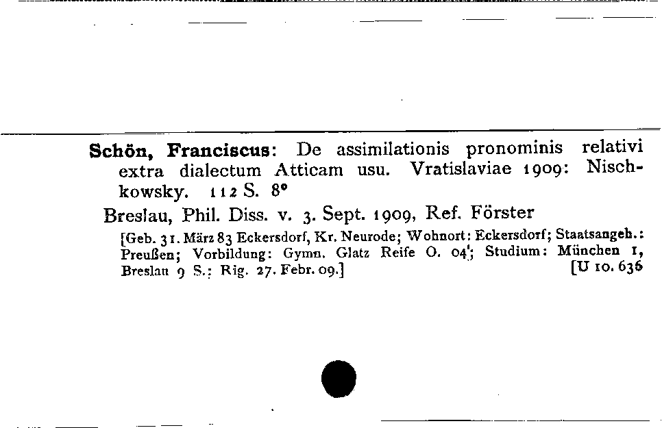 [Katalogkarte Dissertationenkatalog bis 1980]