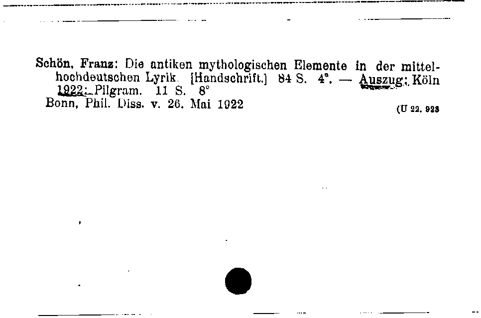 [Katalogkarte Dissertationenkatalog bis 1980]