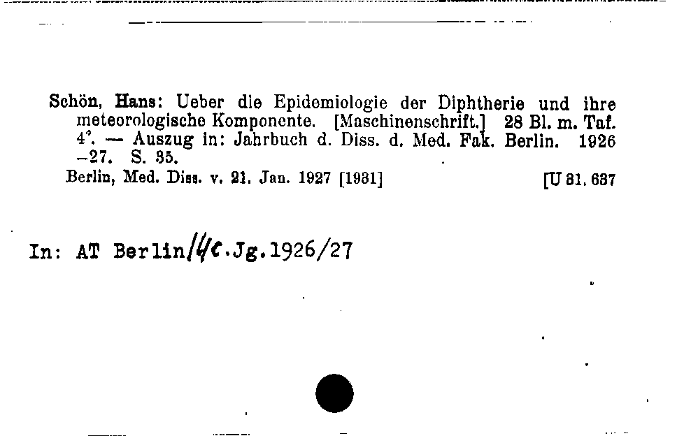 [Katalogkarte Dissertationenkatalog bis 1980]