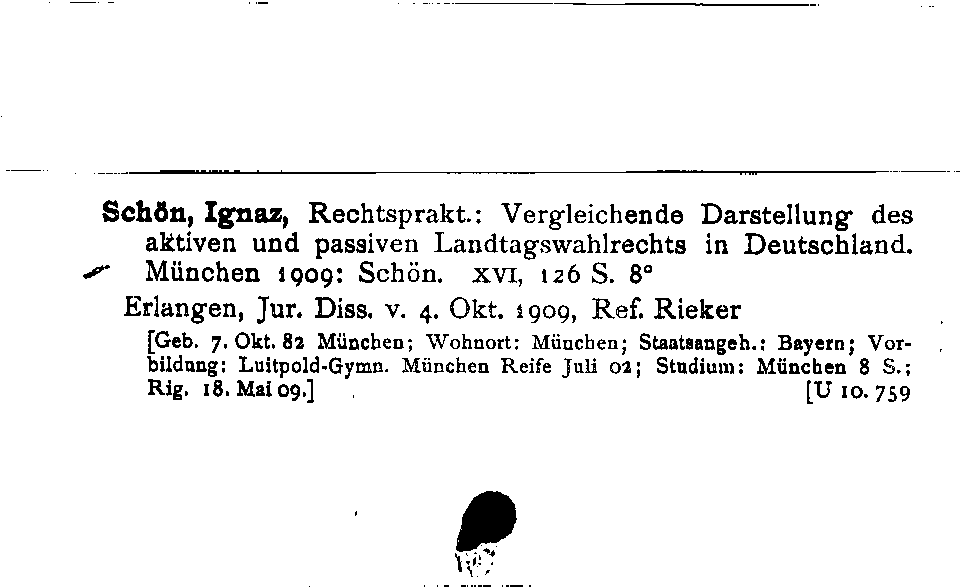 [Katalogkarte Dissertationenkatalog bis 1980]