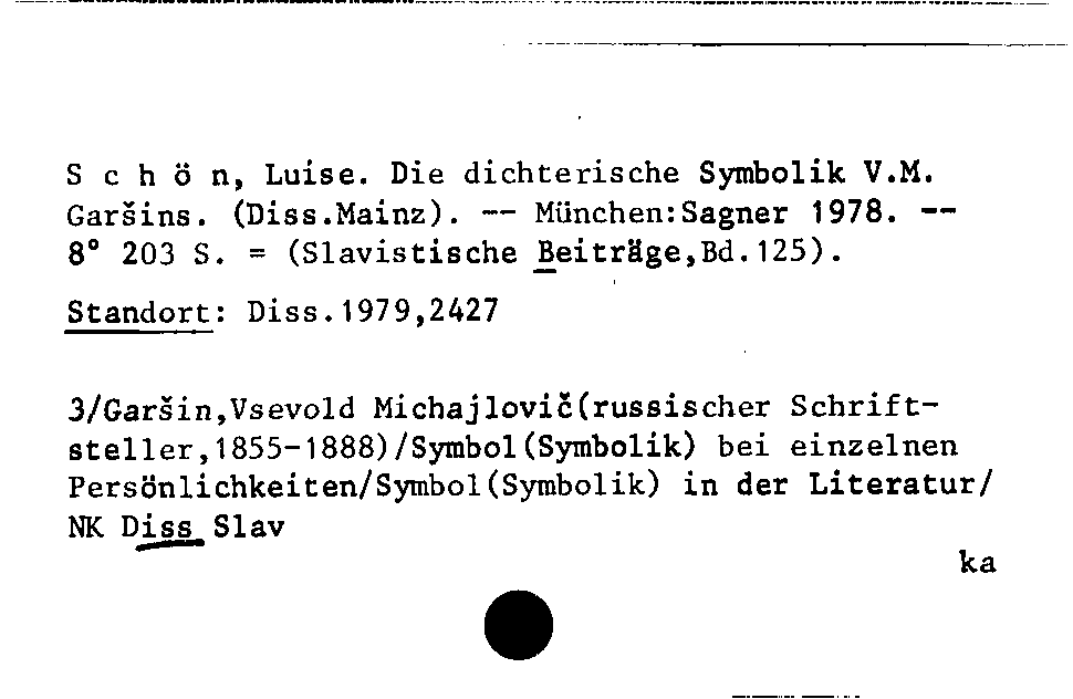 [Katalogkarte Dissertationenkatalog bis 1980]