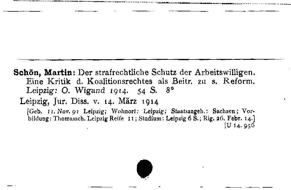 [Katalogkarte Dissertationenkatalog bis 1980]