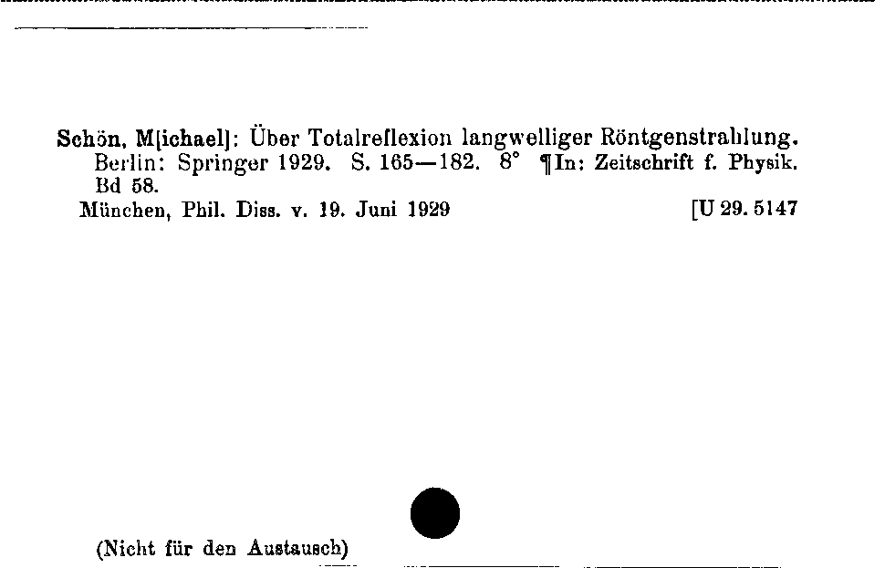 [Katalogkarte Dissertationenkatalog bis 1980]