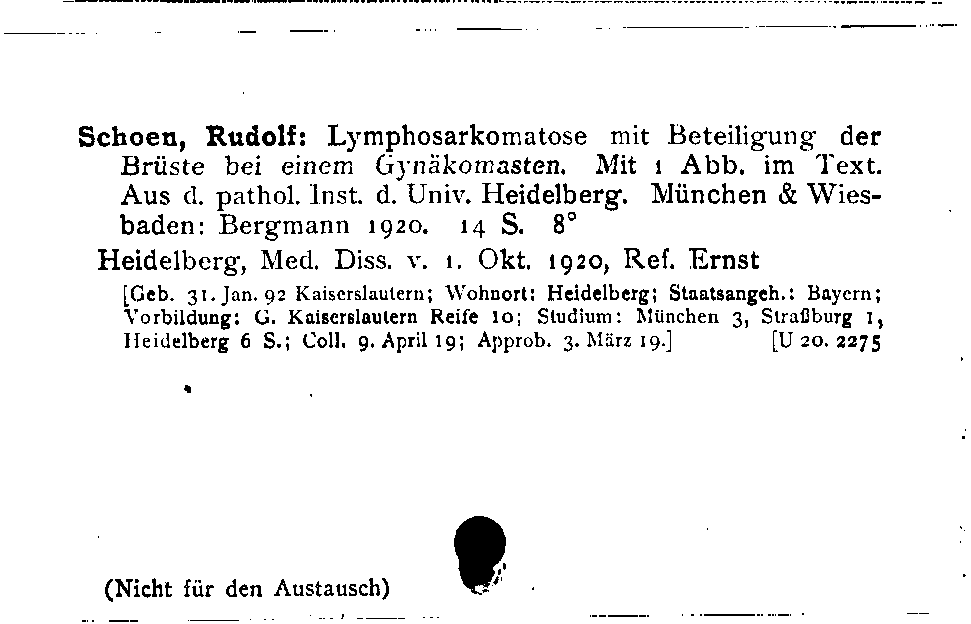 [Katalogkarte Dissertationenkatalog bis 1980]