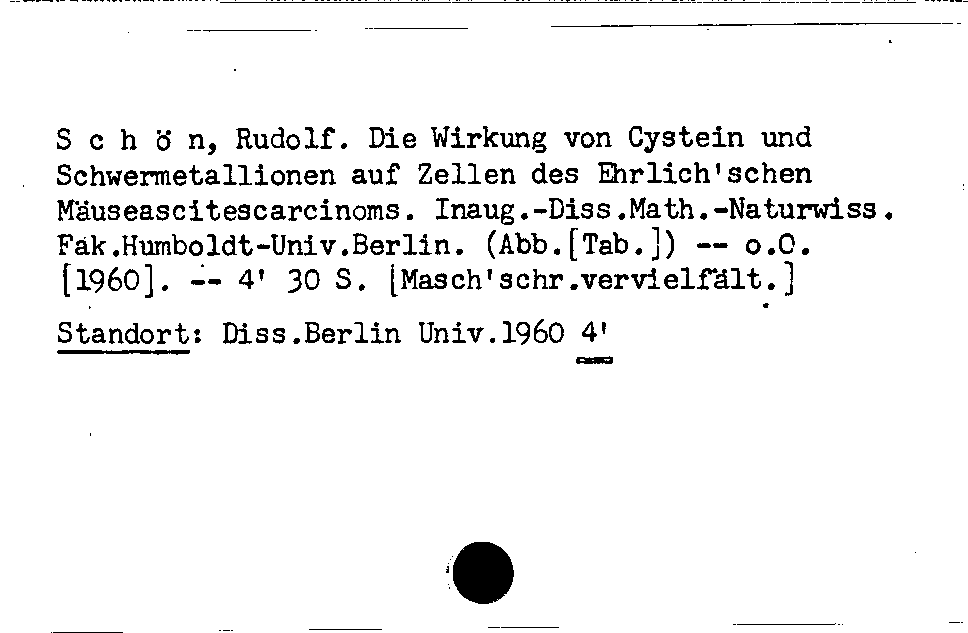 [Katalogkarte Dissertationenkatalog bis 1980]