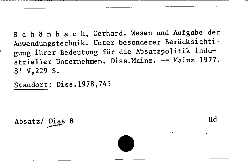 [Katalogkarte Dissertationenkatalog bis 1980]