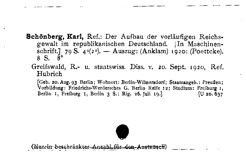 [Katalogkarte Dissertationenkatalog bis 1980]