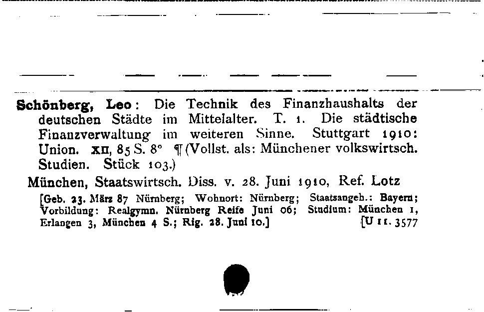 [Katalogkarte Dissertationenkatalog bis 1980]