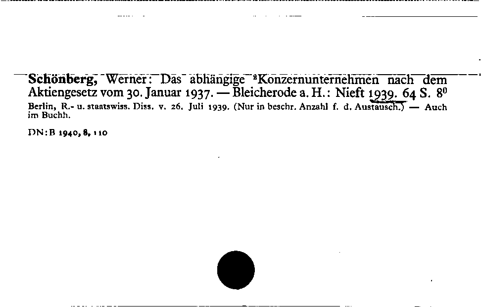 [Katalogkarte Dissertationenkatalog bis 1980]