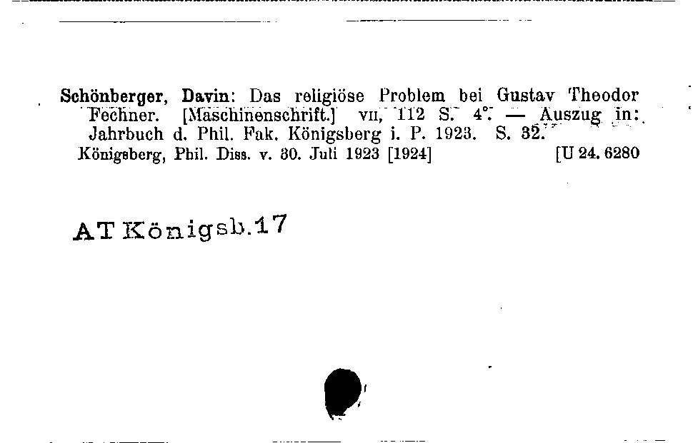 [Katalogkarte Dissertationenkatalog bis 1980]